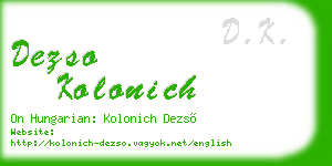 dezso kolonich business card